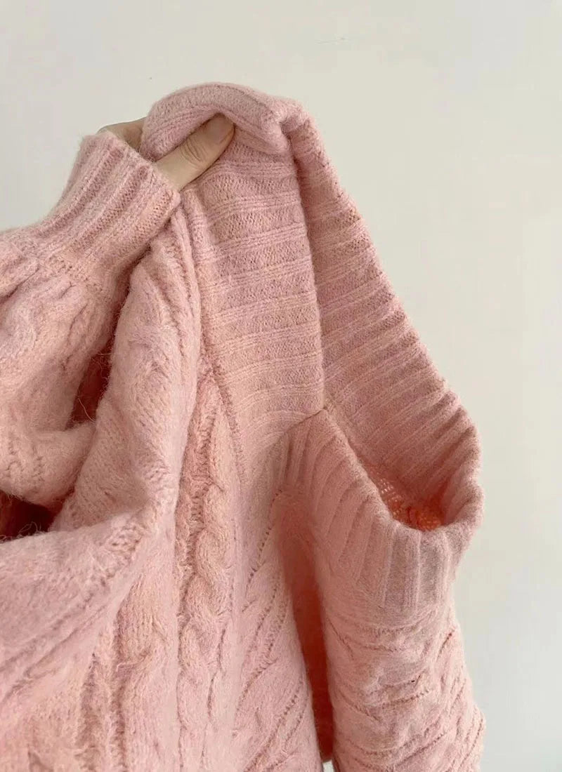 THE COZY COLLECTIVE™ |Adorable Autumn/Winter Sweater for Women, Oversized Knitted Pullovers Long Sleeve V Neck Knitwear