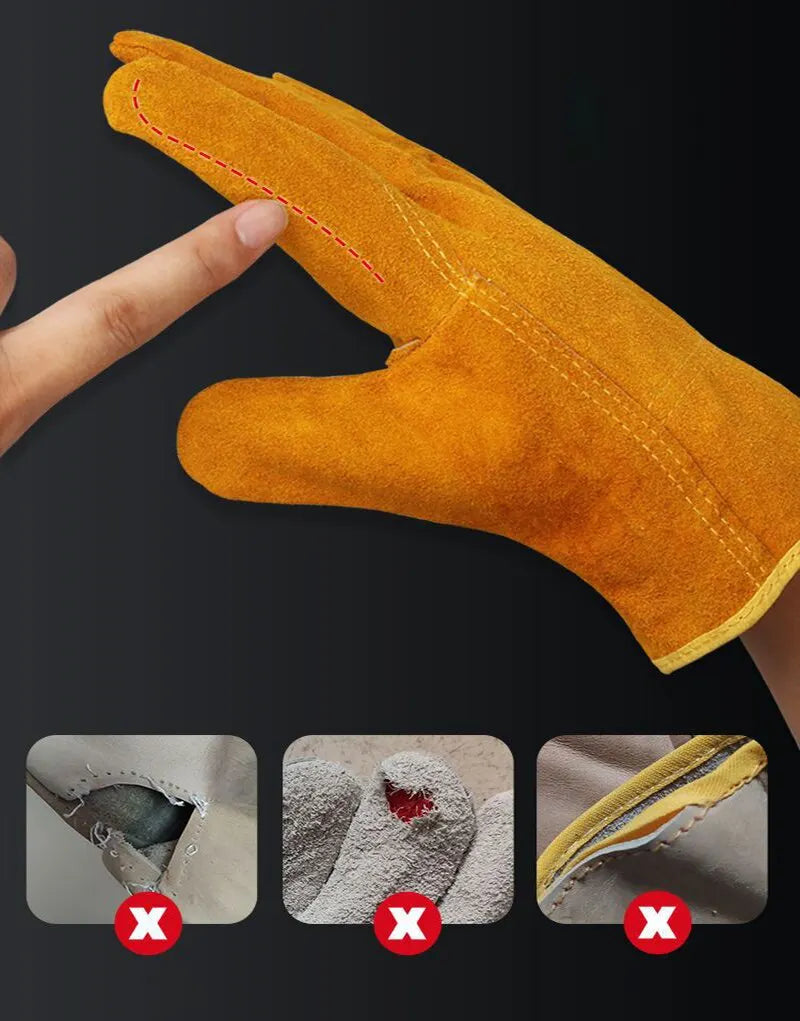 IRON™️ Men Work Gloves Soft Cowhide Driver Hunting Driving Farm Garden Welding Security Protection Safety Mechanic Glove
