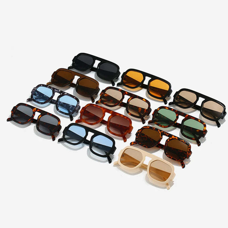 ARVINE™️Retro Pilot Square Sunglasses Lady Fashion Simple Ins Black Tea Sunglasses for Women Men Trending Outdoor Casual Shades UV400