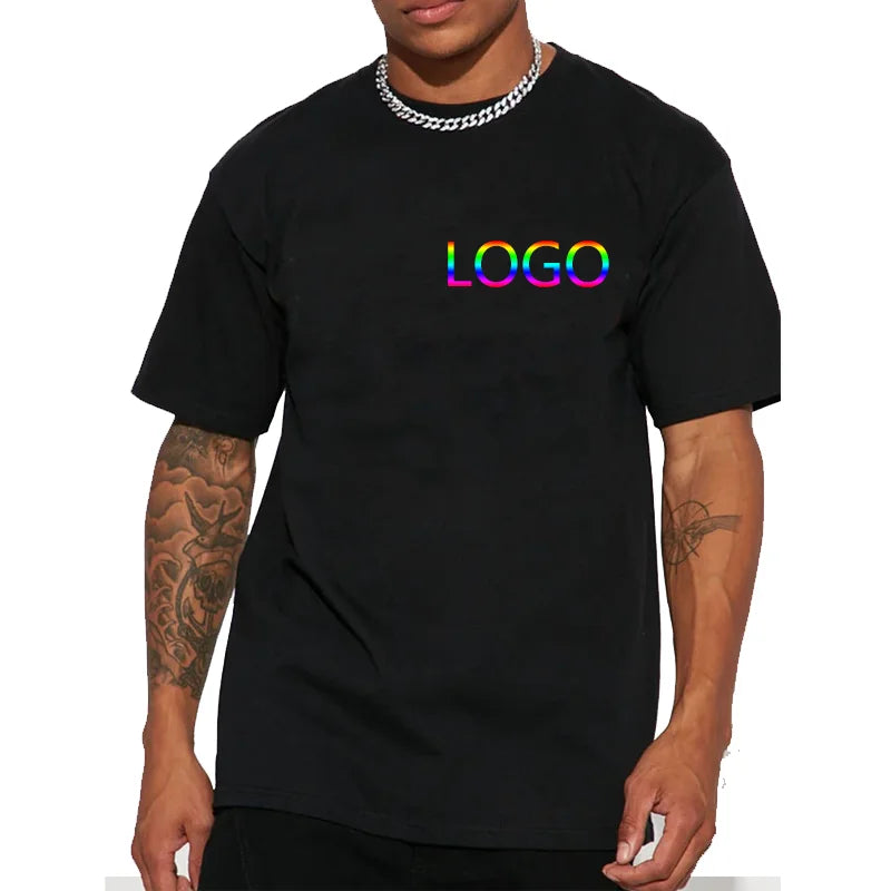 DIY Logo 180g 100% Cotton T Shirt Custom Your Design Tops Tee Men Print Your Own Design Brand Team Customization DropShipping