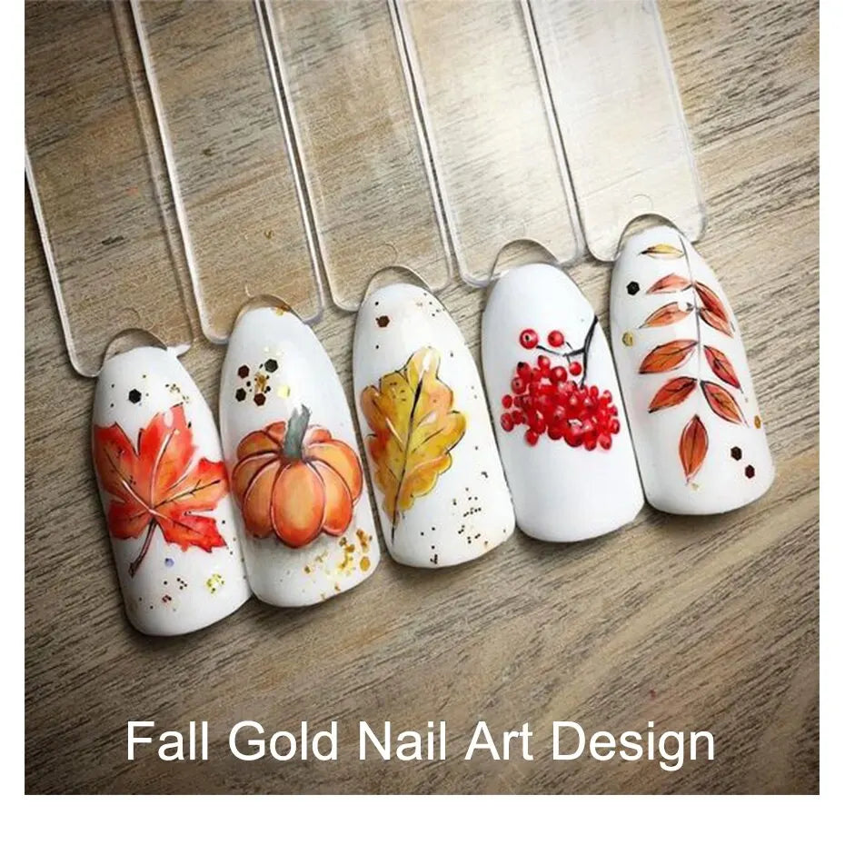 UP nail™ 12pcs Fall Gold Leaves Nail Stickers Sliders for Manicure Maple Leaf Nail Art Water Transfer Decals Foils Autumn Decorations
