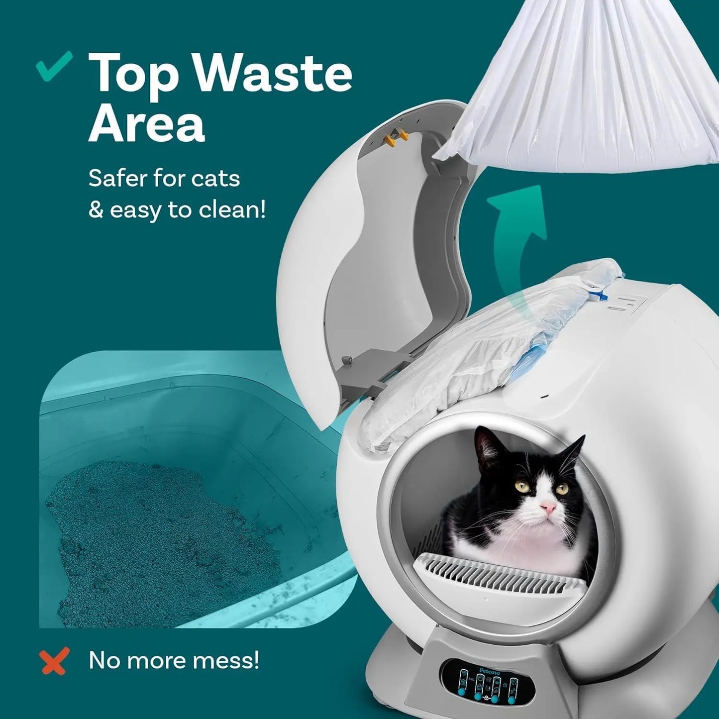 Self Cleaning Litter Box Automatic Cat Litter Box Self Cleaning for Multiple Cats Robot Automatic Litter Box Scoop Free Covered