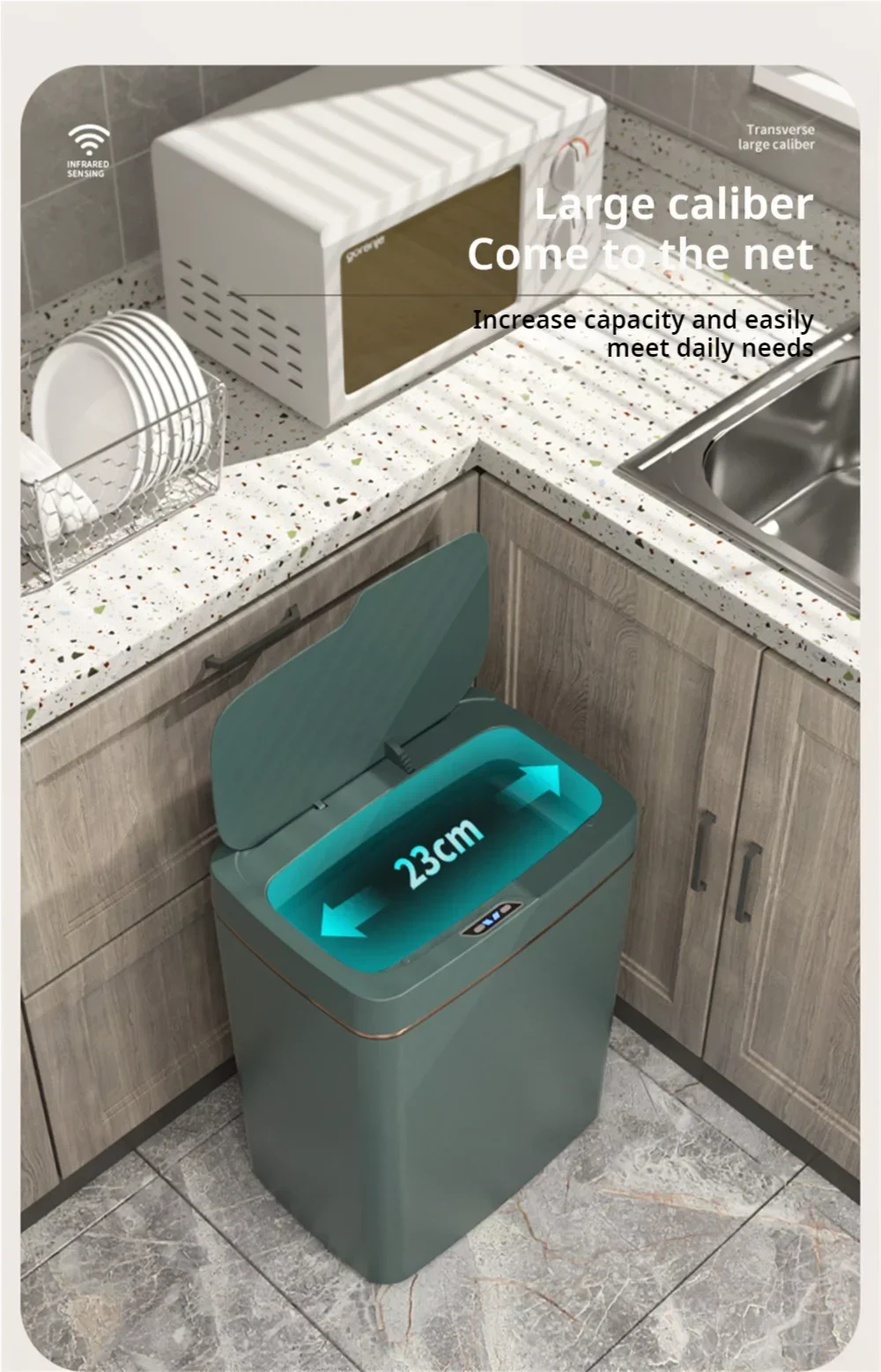 LZJV™ |15L NEW Smart Trash Can Automatically Open, Touch-Free Smart Sensor, Sensing Garbage Can and Waterproof, For Bathroom/Kitchen/Bedroom