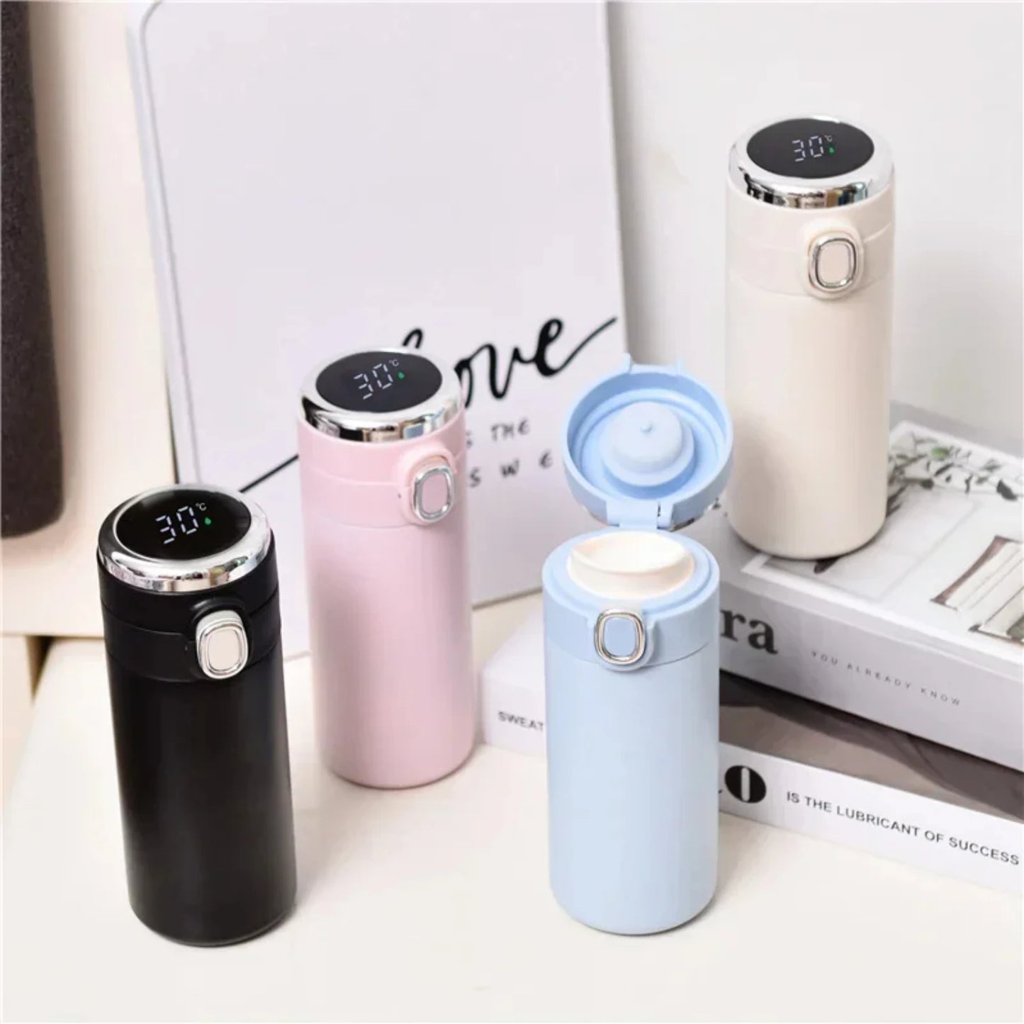 ROYALA™ Smart Mug, Temperature Display Thermos Cup Cute Vacuum Flasks Thermos Water Bottle Coffee Mug Stainless Steel Portable Thermos 420ml