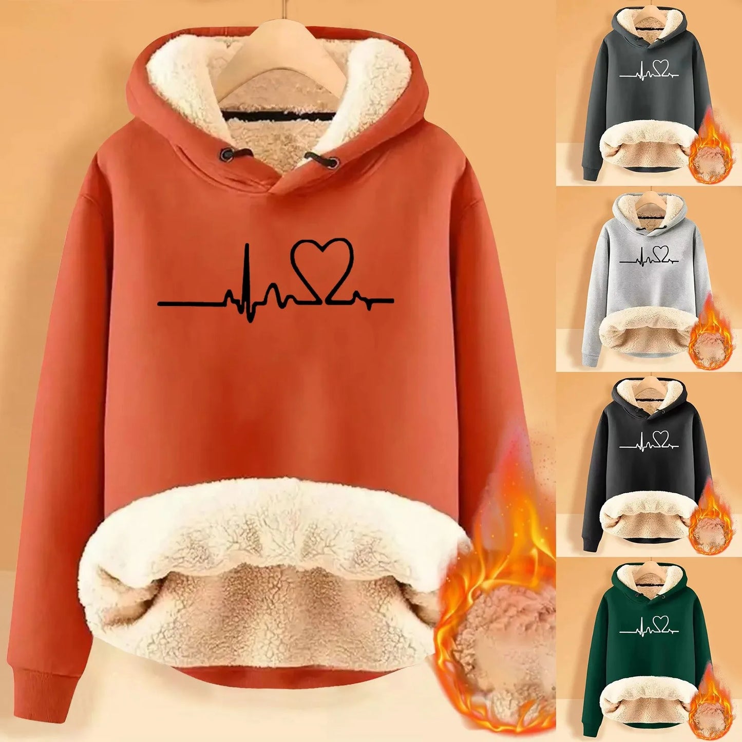 WARMWEAR™NEW 2025 Women's Winter Padded Warm Fleece, Hooded Sweatshirt Women's thicken Sweatshirt,