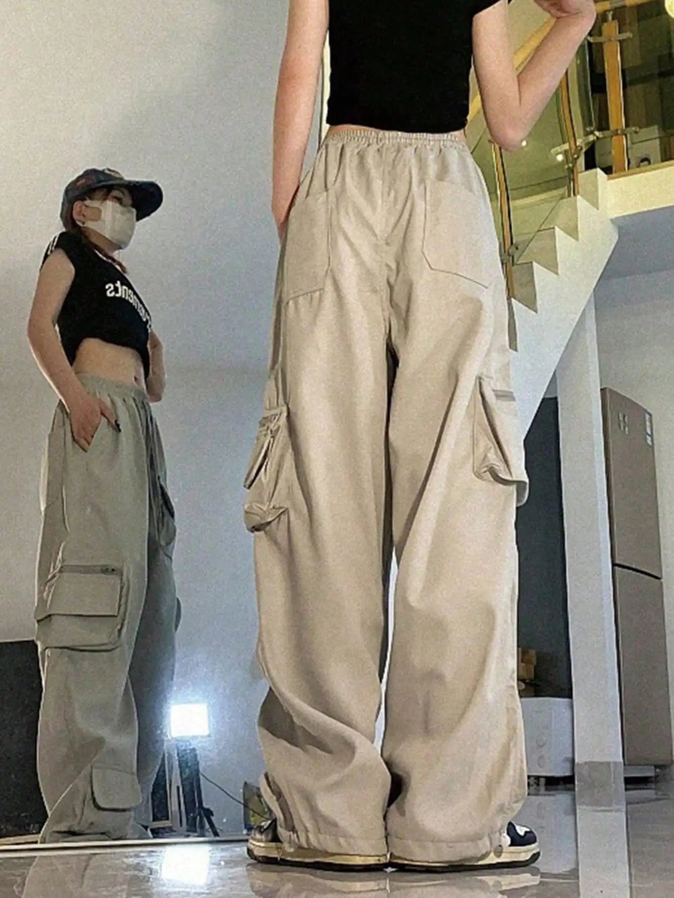 CARGOSENSE ™|2025 New Women's Loose Parachute Pants - High Waist Drawstring Y2k Casual Workwear/Hiking Sweatpants (Warm Xmas/New Year Gift)..