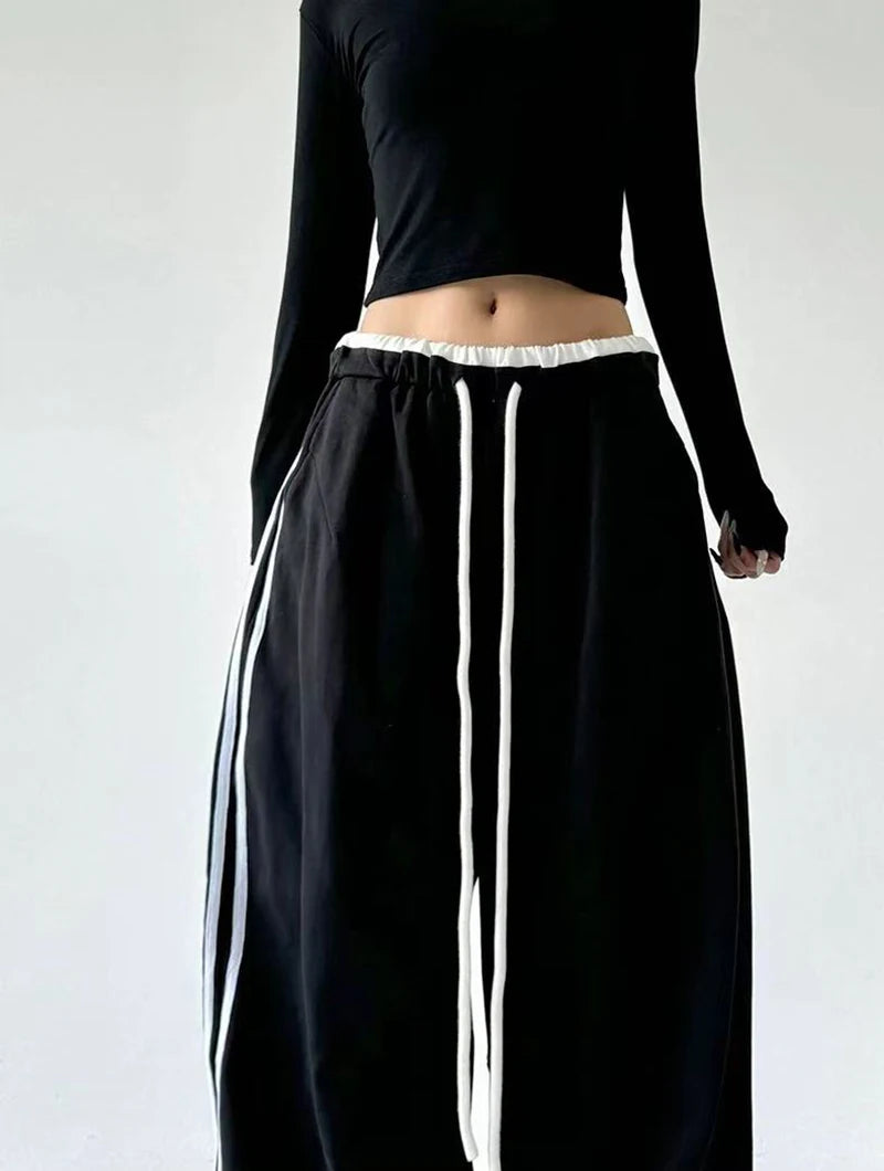 STYLER™️NEW 2025 Women Sweatpants Fashion Streetwear Oversized All Match Wide Leg Pants High Waist Patchwork Casual Straight Trousers