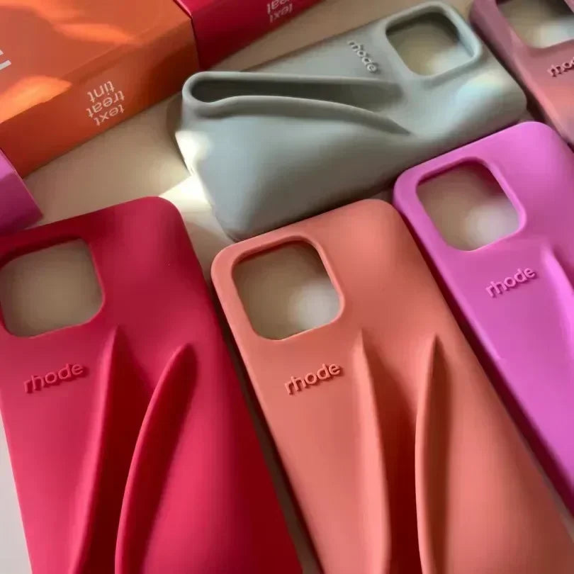 RHODE MYCASE ™ Lipstick Soft Silicone DIY Rhode Phone Case For iPhone 16 15 14 13 12 11 Pro Max Plus Portable Lip Gloss Holder Ins Hot Cover