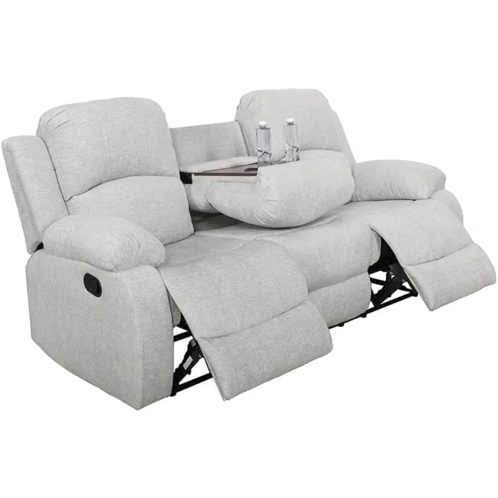 ROYAAL ™Living Room Sofa Set 3PCS Fabric Recliner Sofa Set Loveseat Couch Chair Set with Cup Holders Storage Console Living Room Furniture Sets