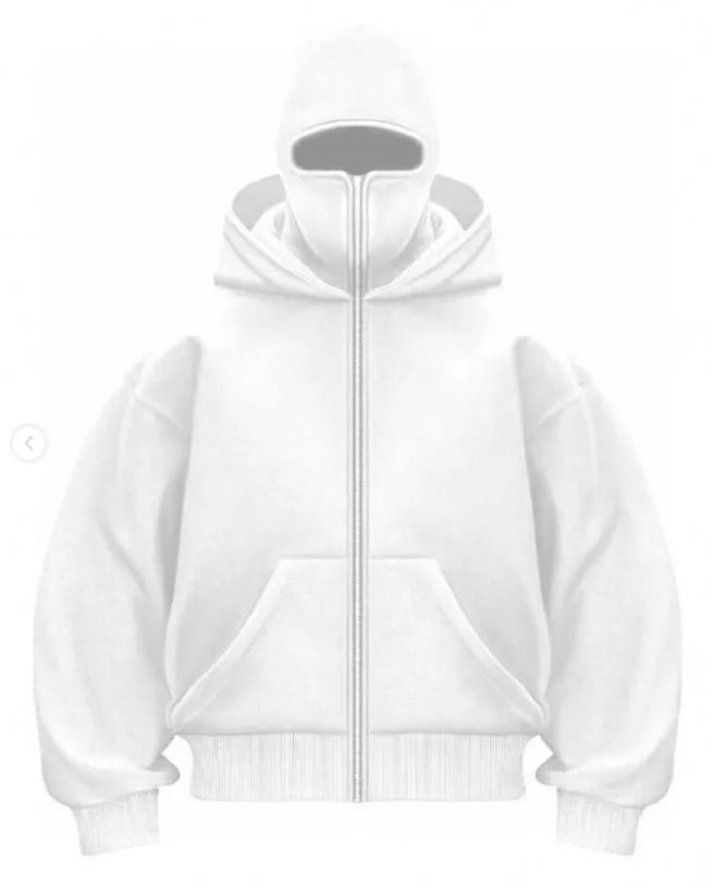 ALLZIPPEDUP ™️Black Cotton Zipper Hoodie Men Women Ins New Masked Tide Warm Sweatshirt Fall Winter Long-sleeved Couple Outdoor Leisure Jacket