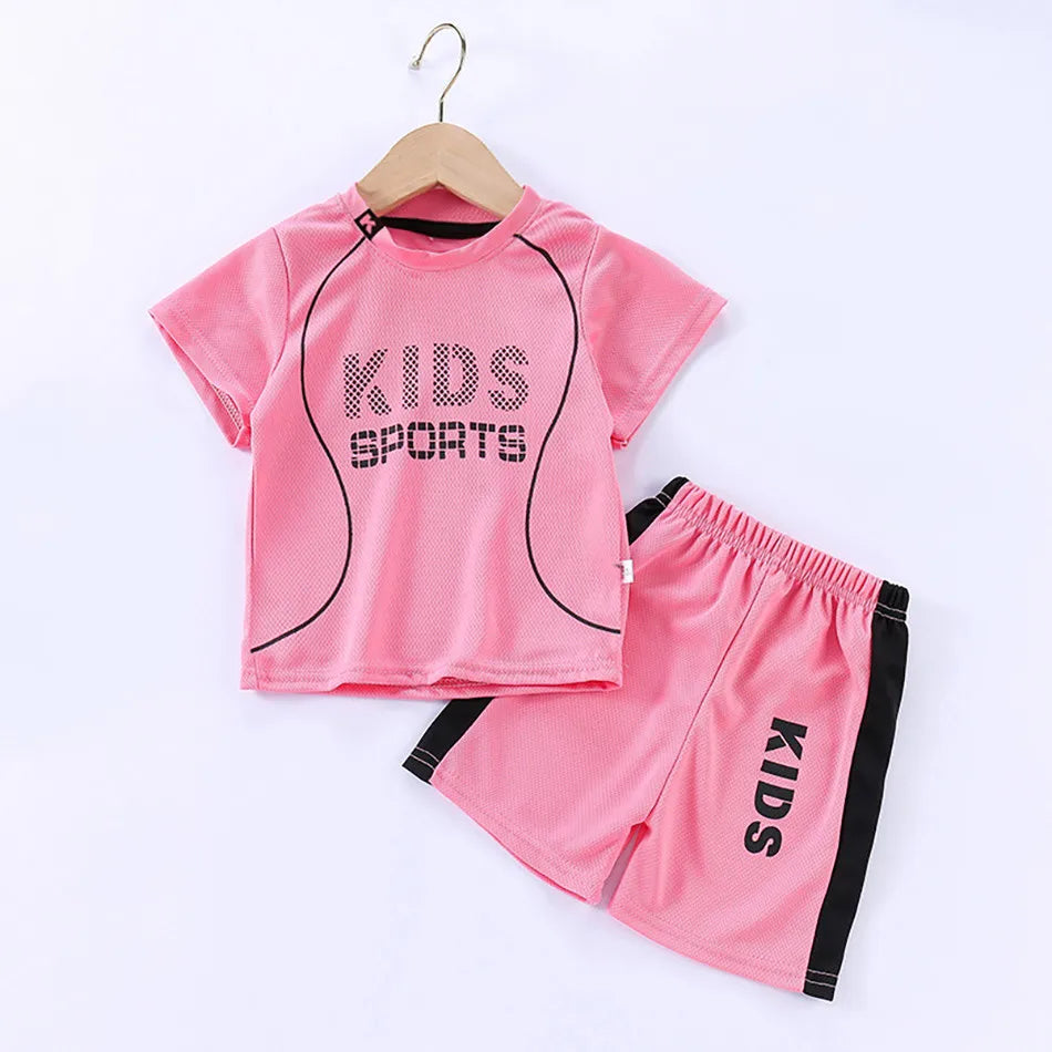 TINYSTAR™️ T Shirt Shorts Boy Girl Summer Quick Drying Tops Bottoms Kids 2 Pcs Clothing Set Children Sleepwear Football Sport Clothes,