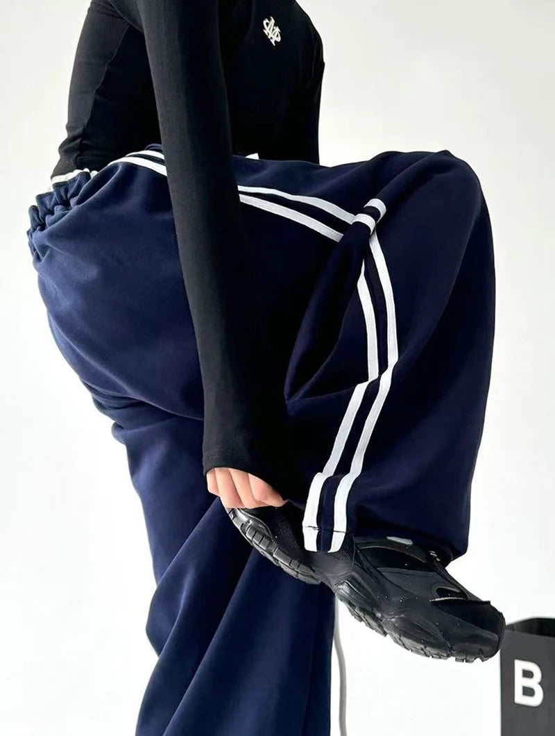 STYLER™️NEW 2025 Women Sweatpants Fashion Streetwear Oversized All Match Wide Leg Pants High Waist Patchwork Casual Straight Trousers