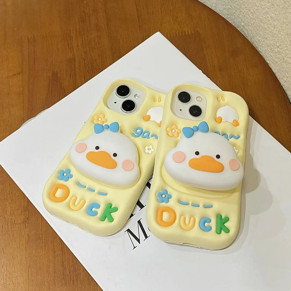 iPhone™ Case Fun and cute little white duck phone case suitable for iPhone 16 15 14 13 12 11 Pro Max anti drop phone protective case
