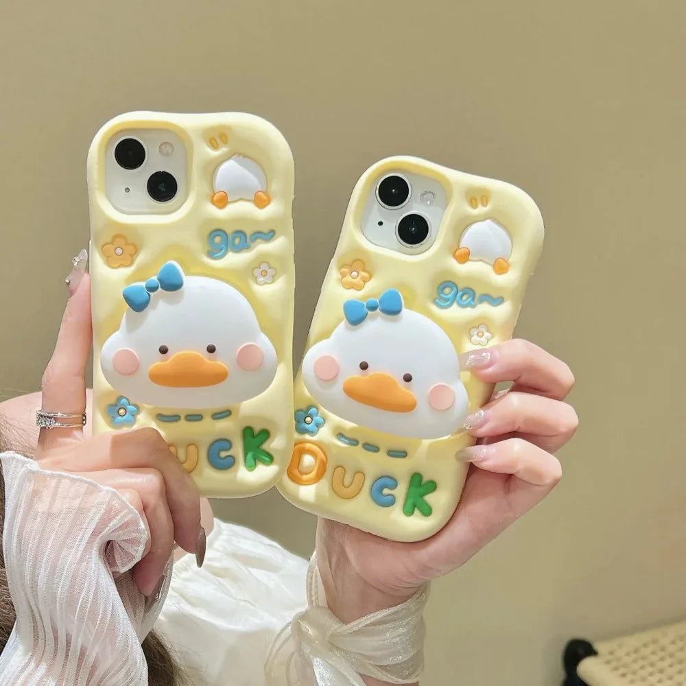 iPhone™ Case Fun and cute little white duck phone case suitable for iPhone 16 15 14 13 12 11 Pro Max anti drop phone protective case