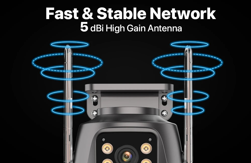 ZOONE™️Security Camera 4K 8MP HD Wifi PTZ Camera Outdoor 4MP Dual Lens Dual Screen AI Auto Tracking IP Camera CCTV Audio Video Surveillance P2P iCSee