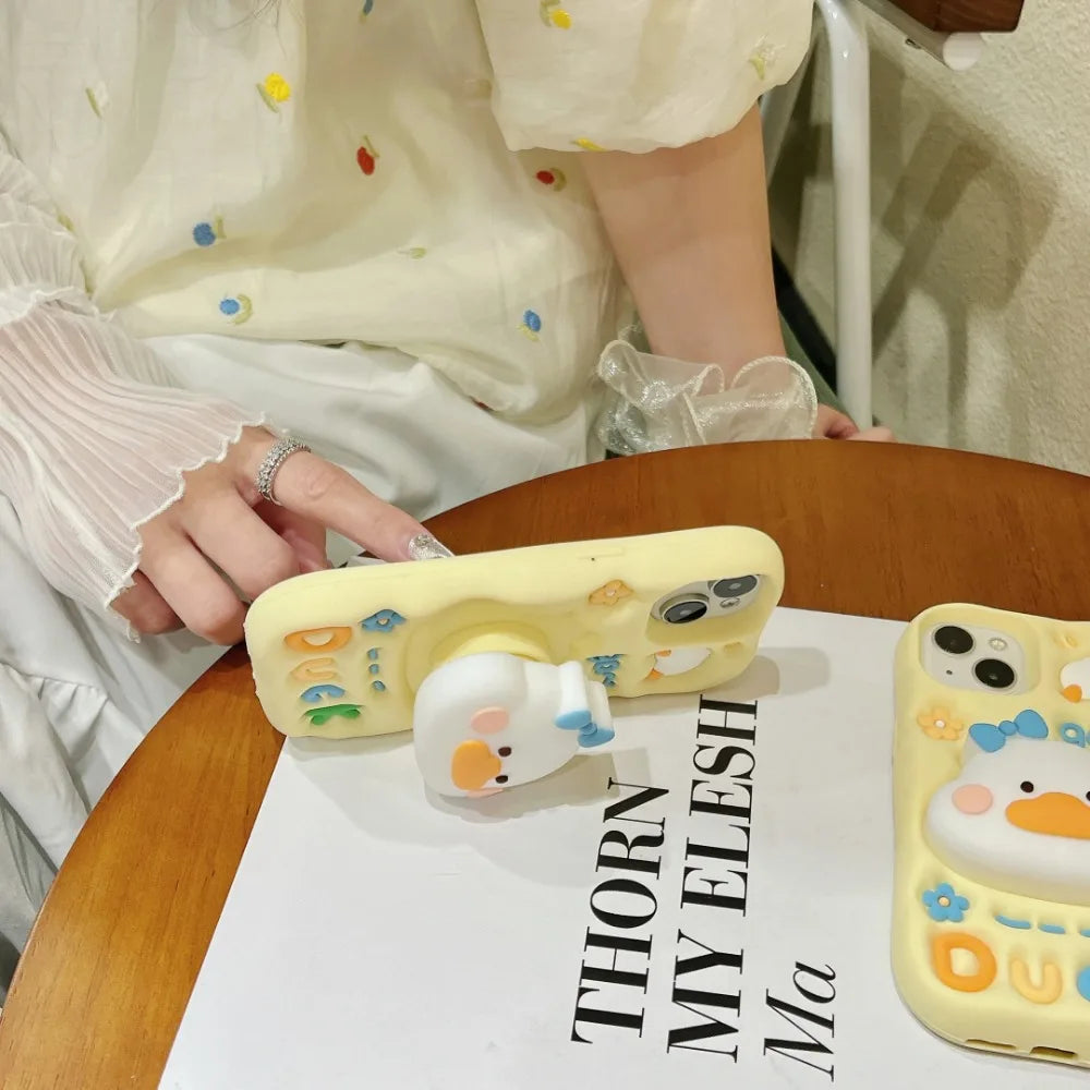 iPhone™ Case Fun and cute little white duck phone case suitable for iPhone 16 15 14 13 12 11 Pro Max anti drop phone protective case
