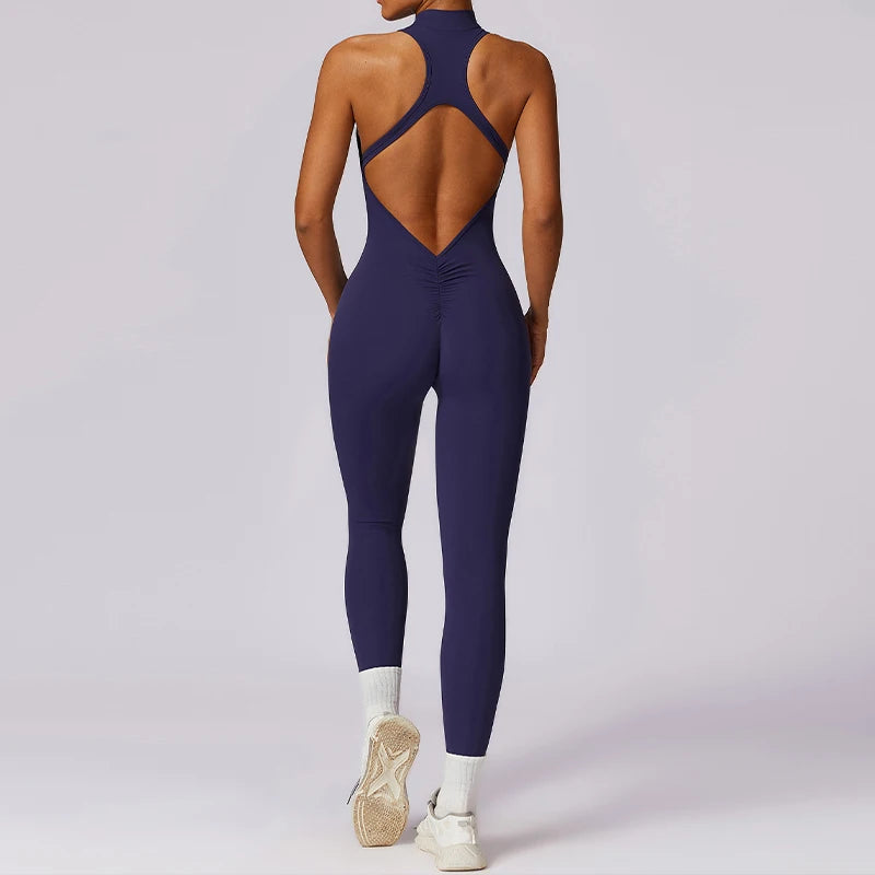VIVA™ V Back One-piece Suit Women Sports, GYM, FITNESS Jumpsuit Zippers Yoga Rompers Backless Sportswear Women Sleeveless Workout Bodysuits Female,