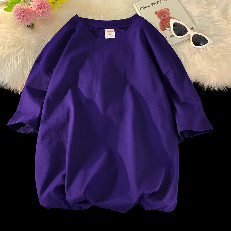 URBANEDGE™ Oversized Summer Short Sleeve Men's T Shirt New Fashion Solid Color Loose Fit O-Neck Casual Cotton Top Hip Hop Streetwear Baggy Tees Plus Size 5XL