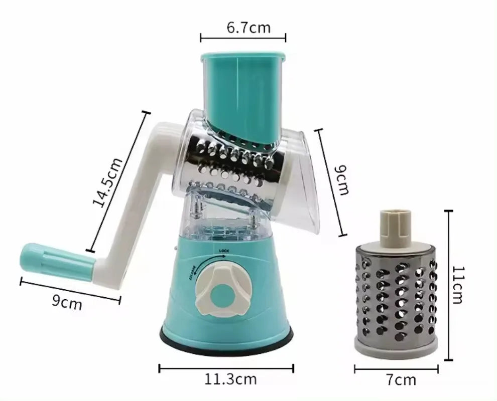 X Y Z ™ HOME   Rotary cheese Grater, Kitchen Shredder 3 in 1 Vegetable Slicer Manual Kitchen Accessories Grater for Vegetable Cutter Round Chopper Mandolin Shredder Potato Home Kitch.