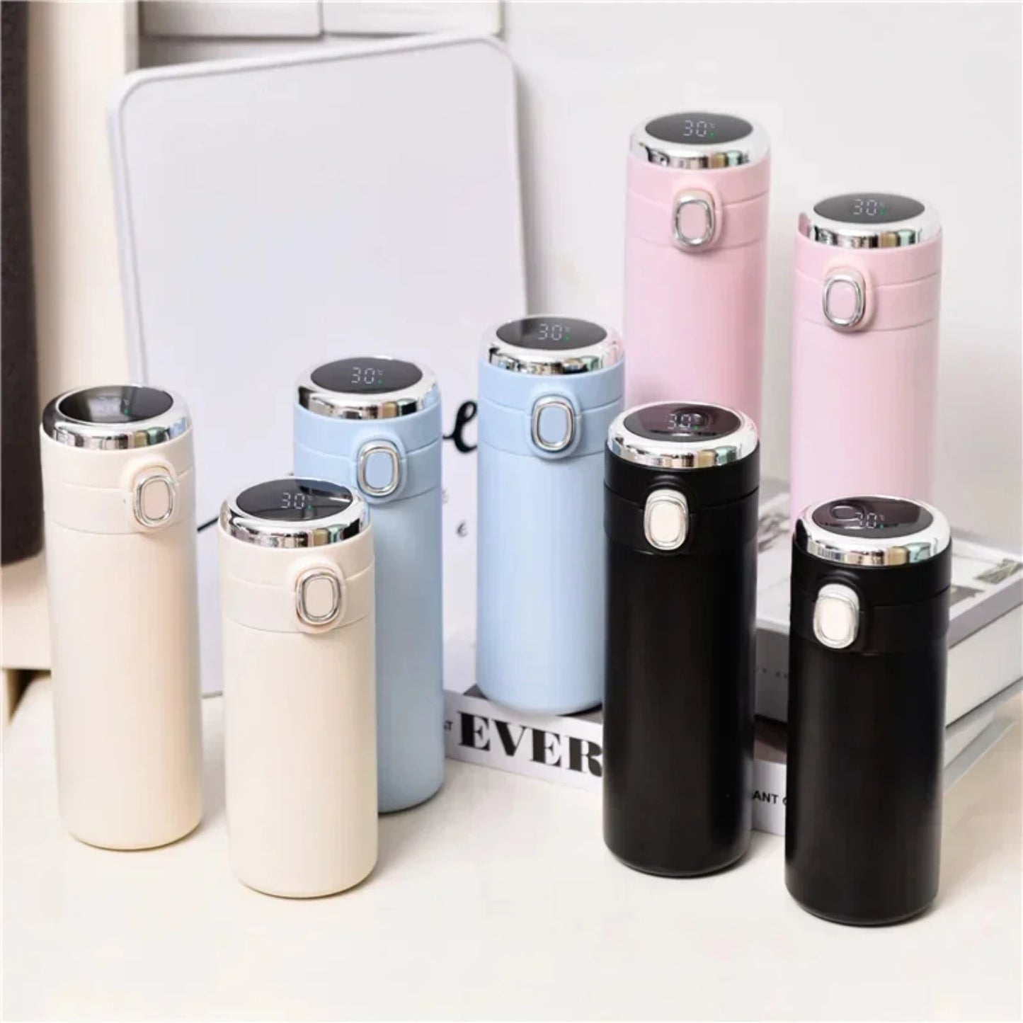 ROYALA™ Smart Mug, Temperature Display Thermos Cup Cute Vacuum Flasks Thermos Water Bottle Coffee Mug Stainless Steel Portable Thermos 420ml