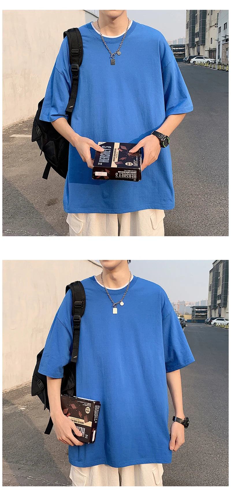 URBANEDGE™ Oversized Summer Short Sleeve Men's T Shirt New Fashion Solid Color Loose Fit O-Neck Casual Cotton Top Hip Hop Streetwear Baggy Tees Plus Size 5XL