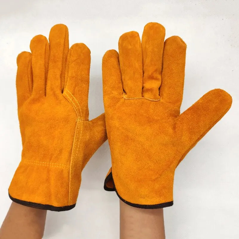 IRON™️ Men Work Gloves Soft Cowhide Driver Hunting Driving Farm Garden Welding Security Protection Safety Mechanic Glove
