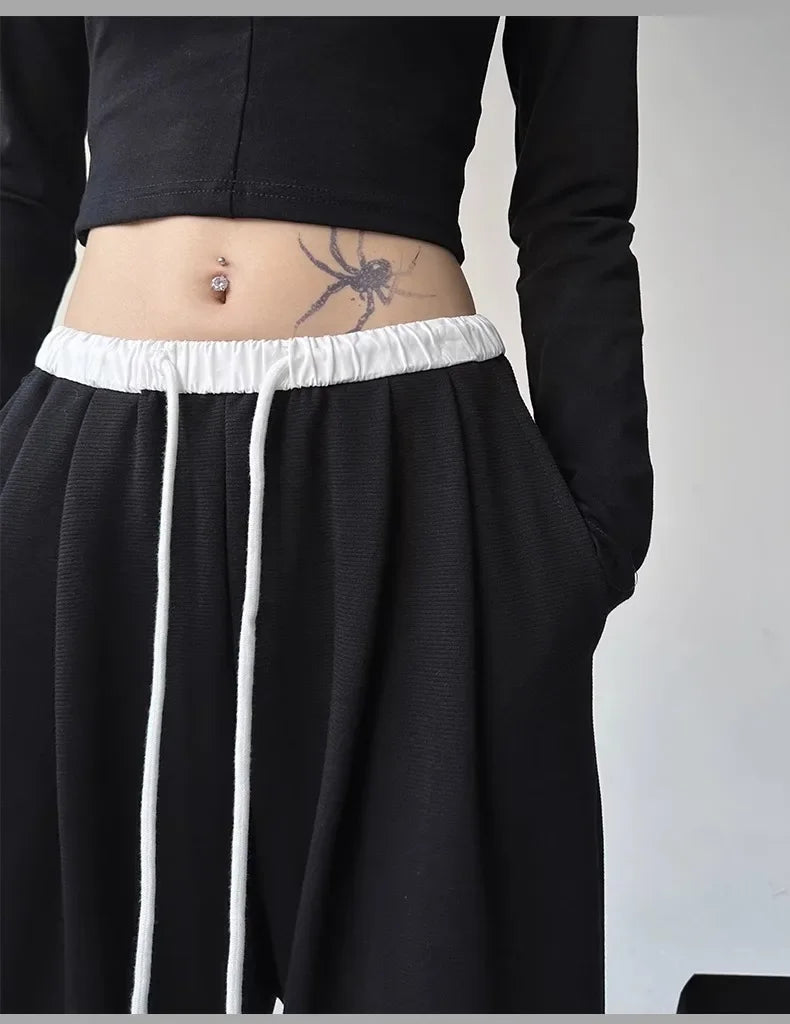 Style™️ High-Waisted Loose-Fit Sweatpants For Women New Patchwork Casual Straight Trousers