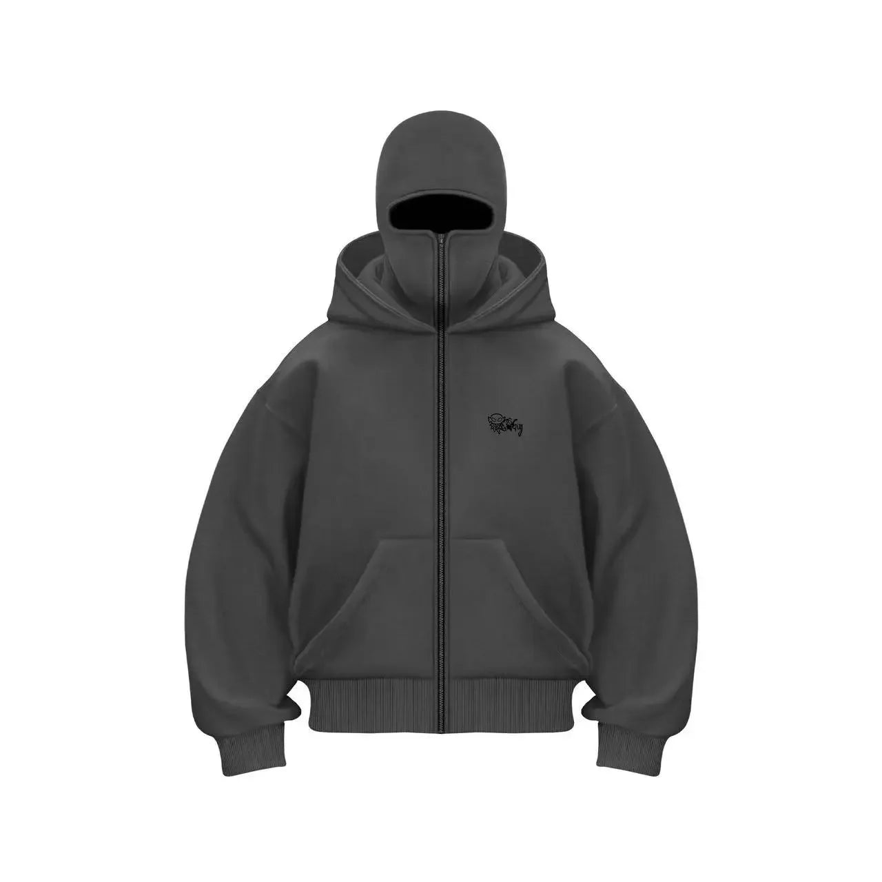 ALLZIPPEDUP ™️Black Cotton Zipper Hoodie Men Women Ins New Masked Tide Warm Sweatshirt Fall Winter Long-sleeved Couple Outdoor Leisure Jacket