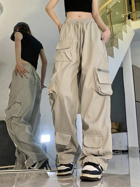 CARGOSENSE ™|2025 New Women's Loose Parachute Pants - High Waist Drawstring Y2k Casual Workwear/Hiking Sweatpants (Warm Xmas/New Year Gift)..