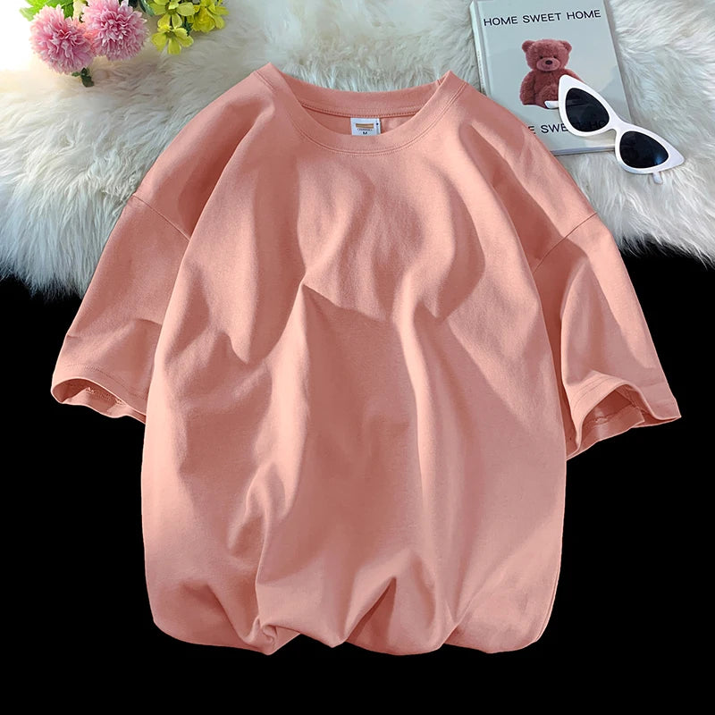 URBANEDGE™ Oversized Summer Short Sleeve Men's T Shirt New Fashion Solid Color Loose Fit O-Neck Casual Cotton Top Hip Hop Streetwear Baggy Tees Plus Size 5XL