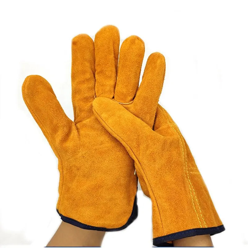 IRON™️ Men Work Gloves Soft Cowhide Driver Hunting Driving Farm Garden Welding Security Protection Safety Mechanic Glove