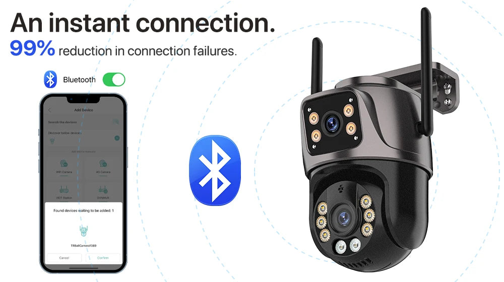 ZOONE™️Security Camera 4K 8MP HD Wifi PTZ Camera Outdoor 4MP Dual Lens Dual Screen AI Auto Tracking IP Camera CCTV Audio Video Surveillance P2P iCSee