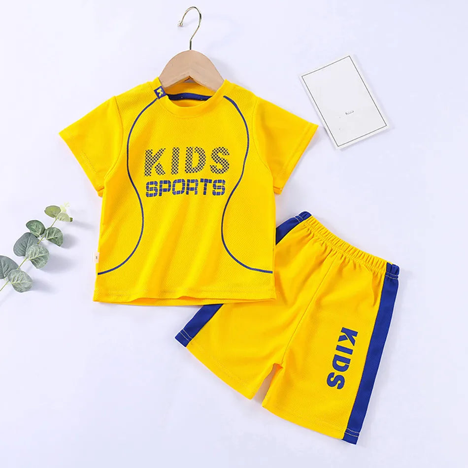TINYSTAR™️ T Shirt Shorts Boy Girl Summer Quick Drying Tops Bottoms Kids 2 Pcs Clothing Set Children Sleepwear Football Sport Clothes,
