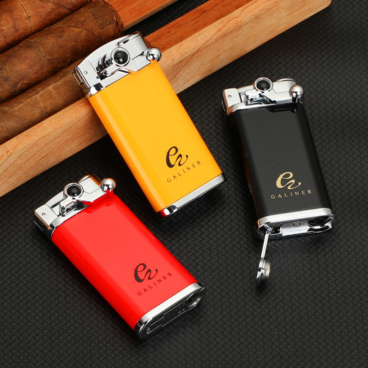 GALINER™ Jet Cigar Lighter Torch Flame Lighters Smoking Accessories Cigar Punch Metal Butane Lighter Gas Refill