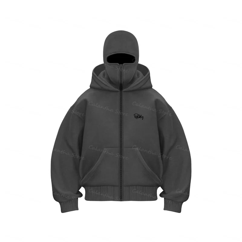 ALLACTIVITY™️Men's Balaclava Zip Hoodie Winter Warm Casual Sweatshirt with Hooded Face Mask Zipper Design Sports Jacket Outdoor Activities