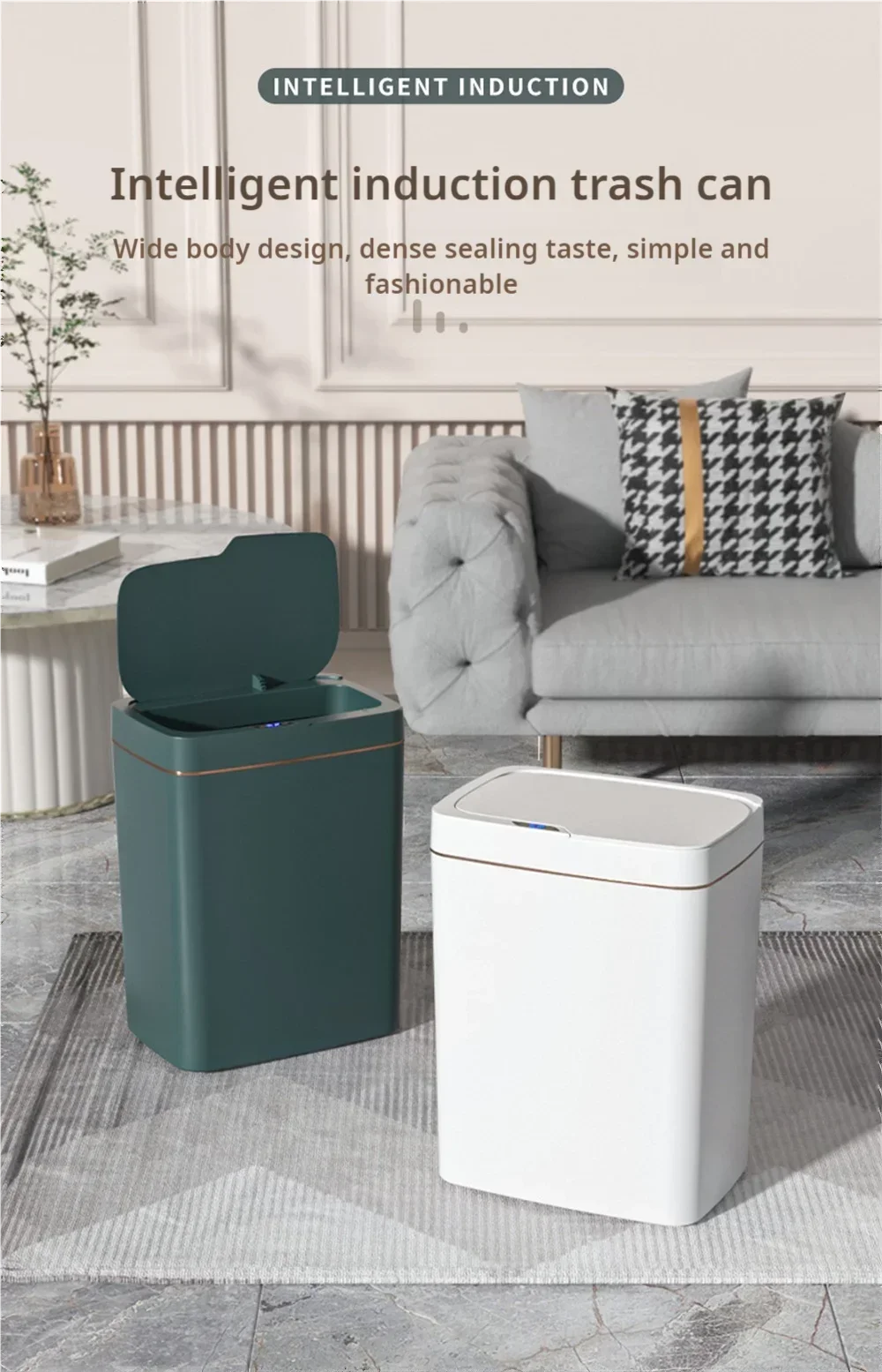 LZJV™ |15L NEW Smart Trash Can Automatically Open, Touch-Free Smart Sensor, Sensing Garbage Can and Waterproof, For Bathroom/Kitchen/Bedroom