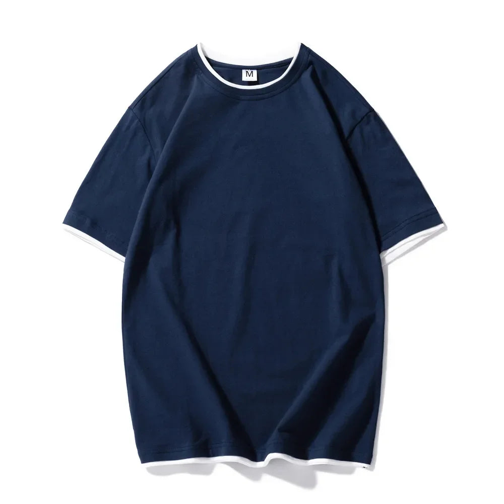 KB™️ new T SHIRT short sleeve men solid t-shirt o-neck soft solid cotton elastic breathable men t-shirt