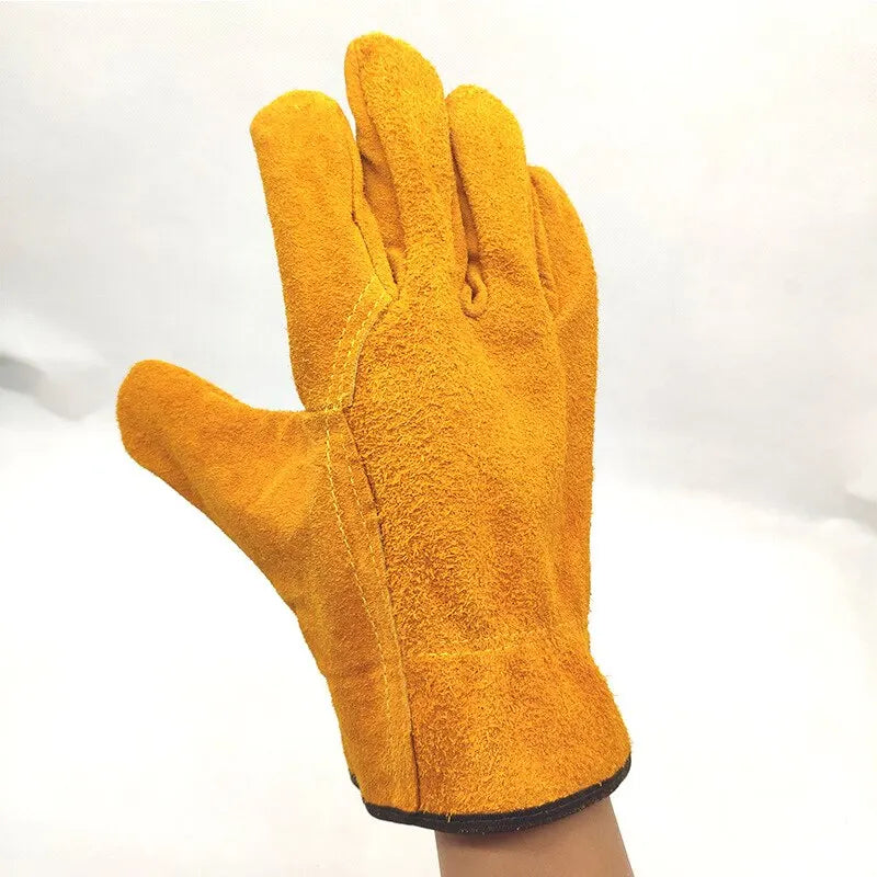 IRON™️ Men Work Gloves Soft Cowhide Driver Hunting Driving Farm Garden Welding Security Protection Safety Mechanic Glove