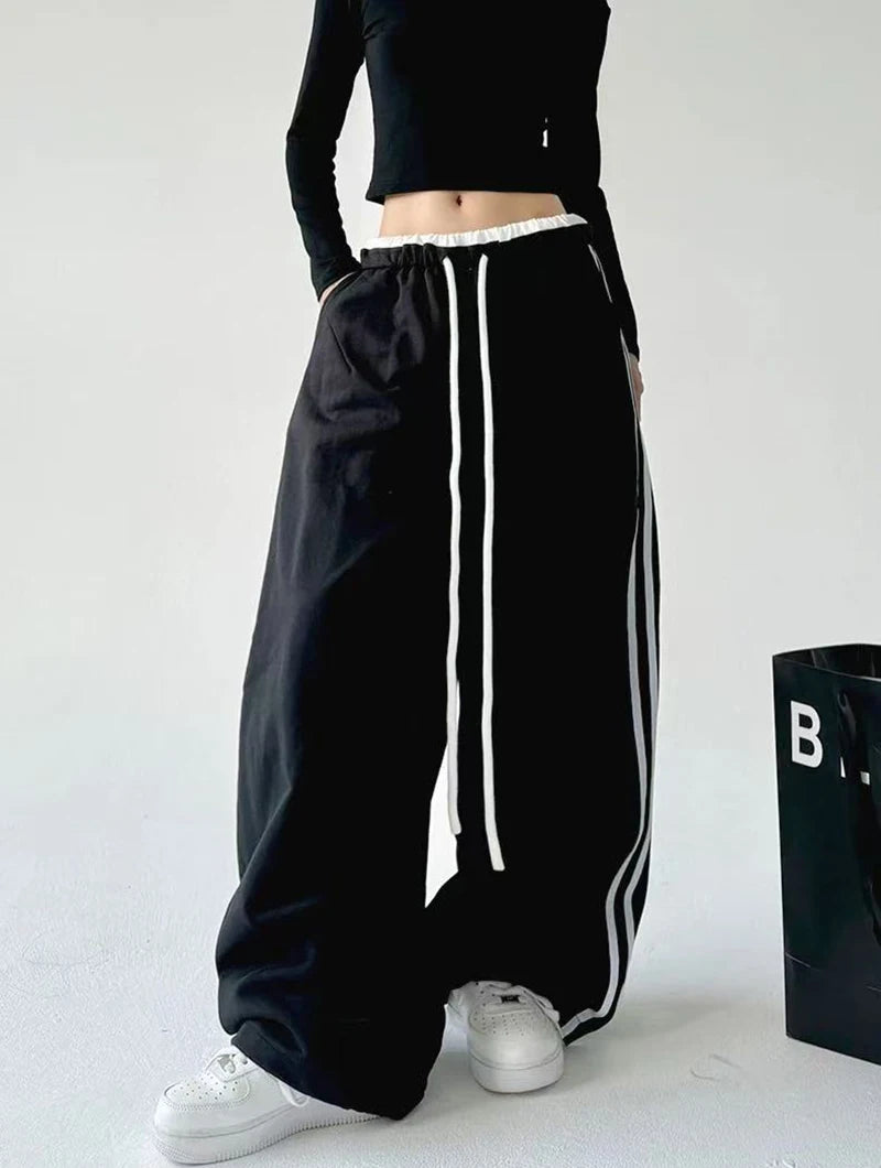 STYLER™️NEW 2025 Women Sweatpants Fashion Streetwear Oversized All Match Wide Leg Pants High Waist Patchwork Casual Straight Trousers