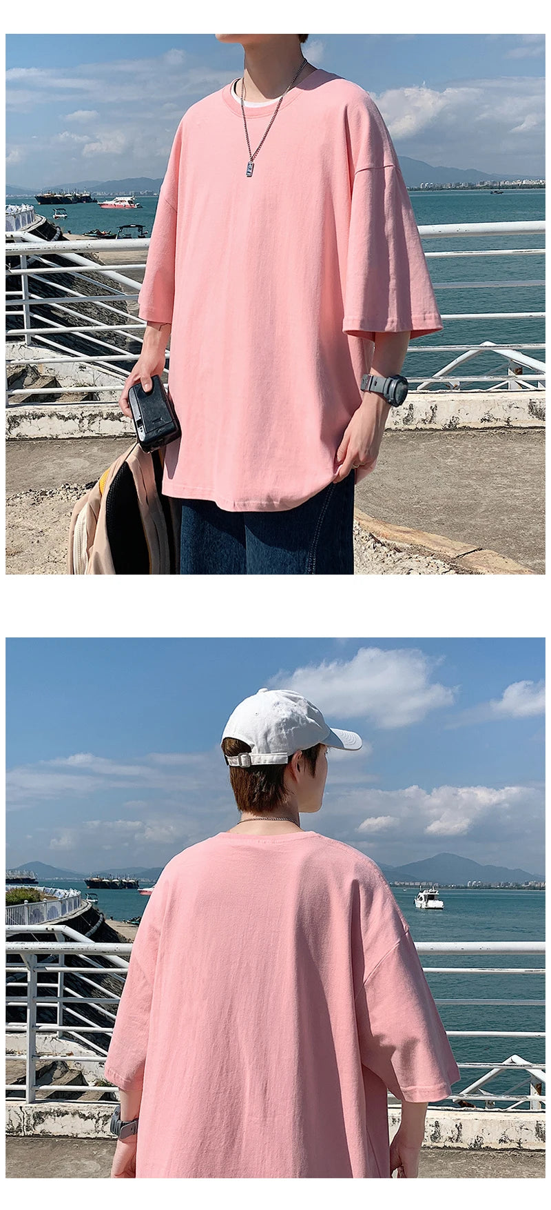 URBANEDGE™ Oversized Summer Short Sleeve Men's T Shirt New Fashion Solid Color Loose Fit O-Neck Casual Cotton Top Hip Hop Streetwear Baggy Tees Plus Size 5XL