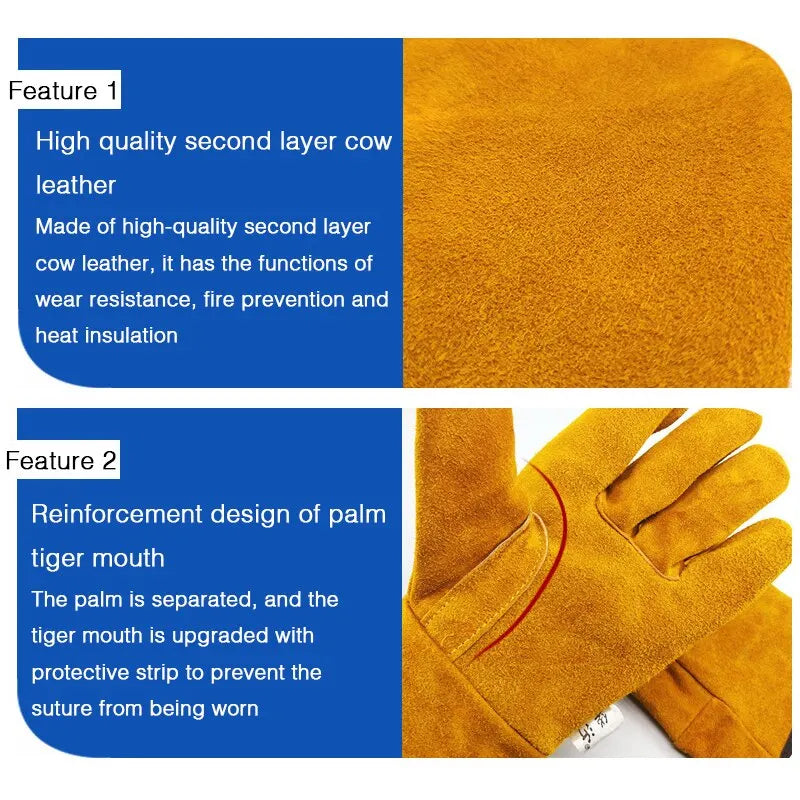 IRON™️ Men Work Gloves Soft Cowhide Driver Hunting Driving Farm Garden Welding Security Protection Safety Mechanic Glove
