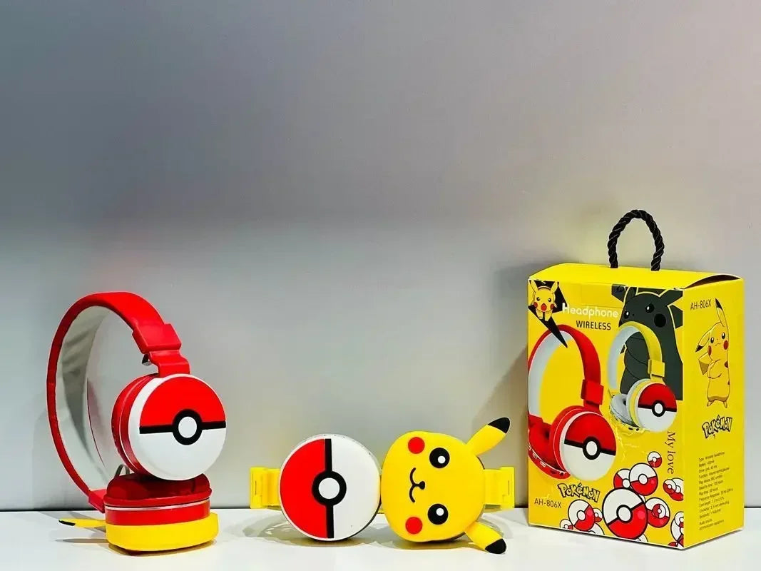POKE HEADPHOES™ NEW Anime Pokemon Pikachu Bluetooth Headphone Wireless Headsets Cartoon Stereo Headset Earphone With Mic Hottie Fashion Gifts