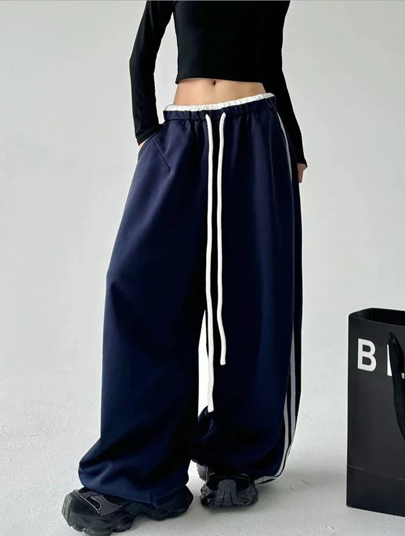 STYLER™️NEW 2025 Women Sweatpants Fashion Streetwear Oversized All Match Wide Leg Pants High Waist Patchwork Casual Straight Trousers