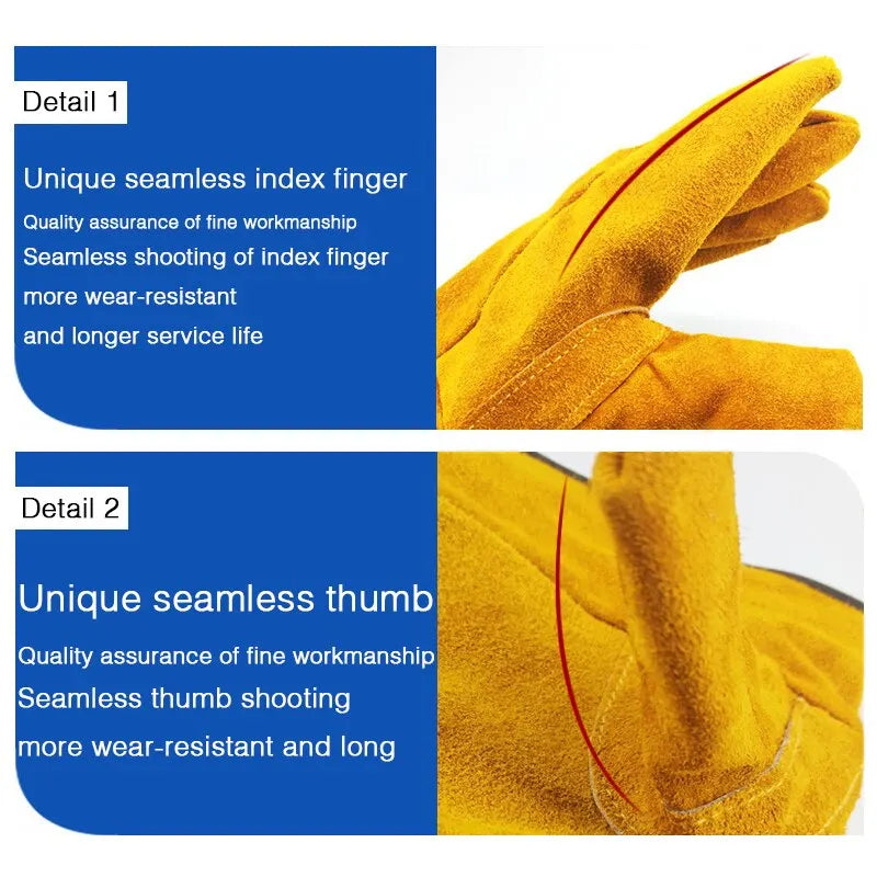 IRON™️ Men Work Gloves Soft Cowhide Driver Hunting Driving Farm Garden Welding Security Protection Safety Mechanic Glove