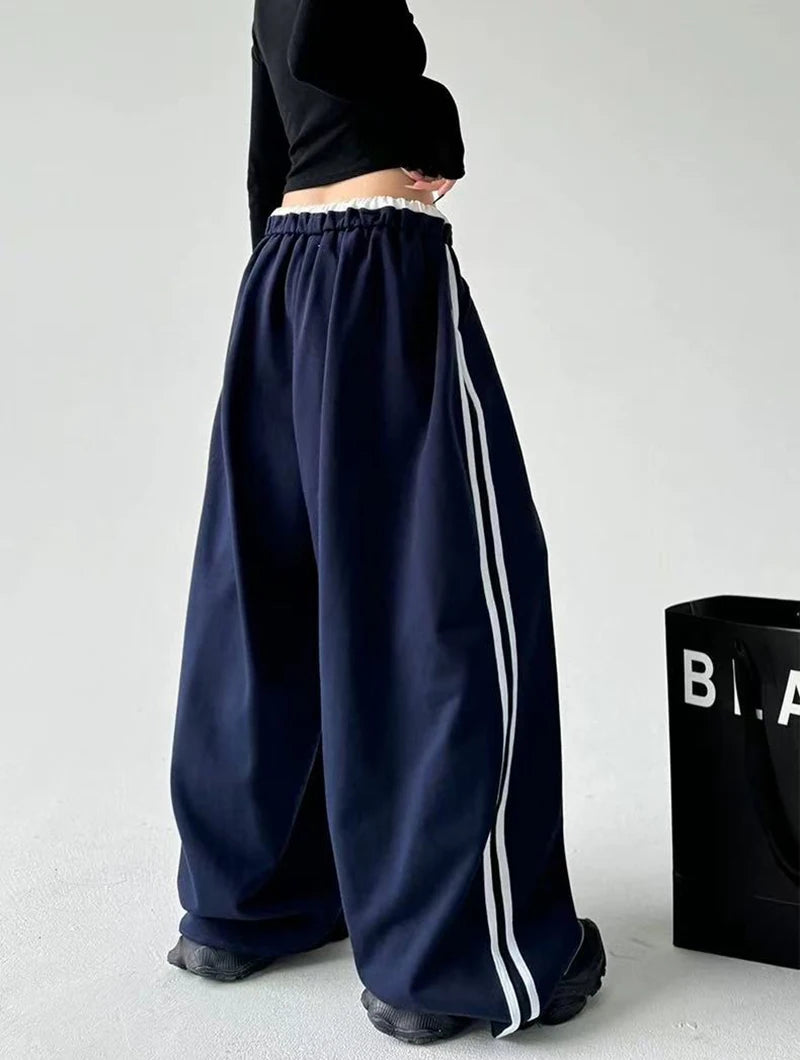 STYLER™️NEW 2025 Women Sweatpants Fashion Streetwear Oversized All Match Wide Leg Pants High Waist Patchwork Casual Straight Trousers