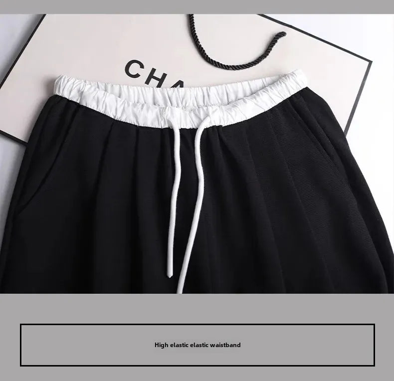 Style™️ High-Waisted Loose-Fit Sweatpants For Women New Patchwork Casual Straight Trousers