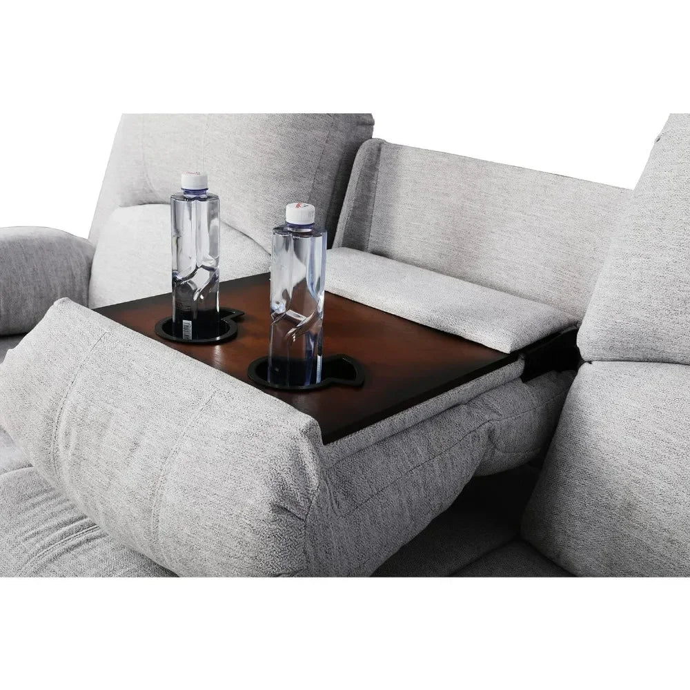 ROYAAL ™Living Room Sofa Set 3PCS Fabric Recliner Sofa Set Loveseat Couch Chair Set with Cup Holders Storage Console Living Room Furniture Sets