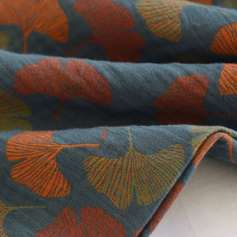 WOMAZE™ 2025 New Spring Summer Women's Pajamas 100% Cotton Crepe Pants Women's Comfortable Loose Large Leaf Home Pants Thin bottoms