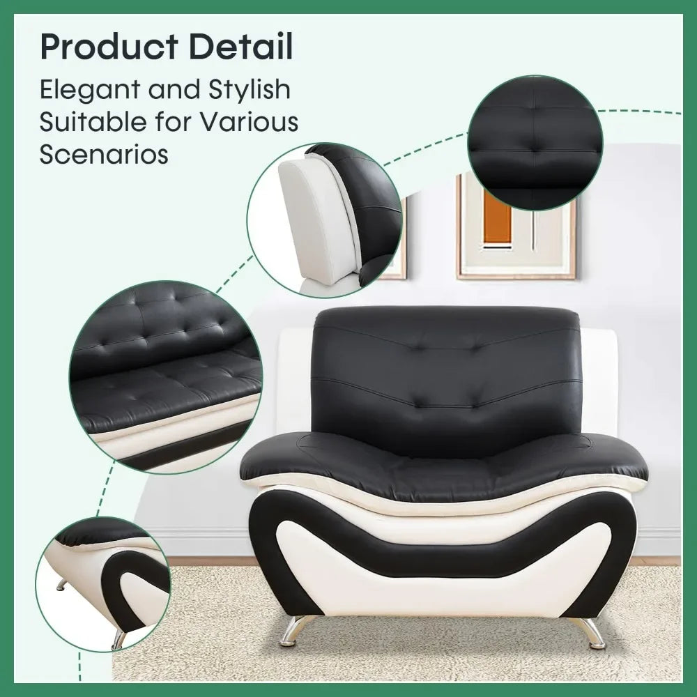 CUSHINA ™ Sofa, Leather Sofa Set, Leather Sofas Set for Living Room Furniture Sets, Loveseat Sofa with Chair 3-Piece for Living Room