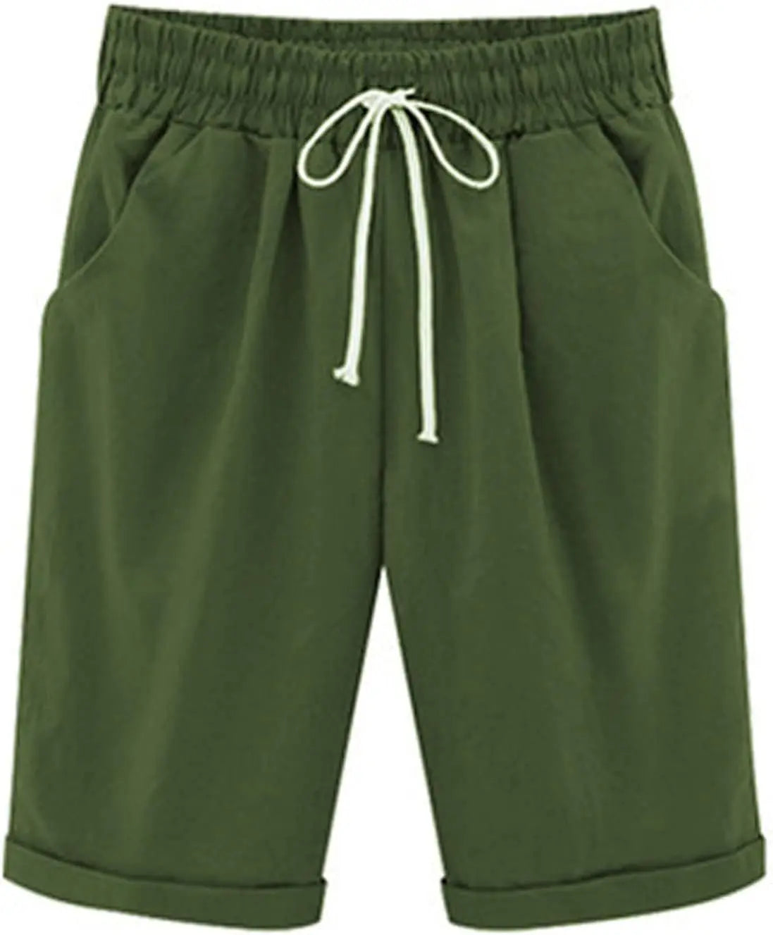 RIGHT FIT™️Summer Knee Length Shorts for Women 2025 Cotton Linen Bermuda Shorts Elastic Waist Workout Shorts Casual Loose Beach Shorts